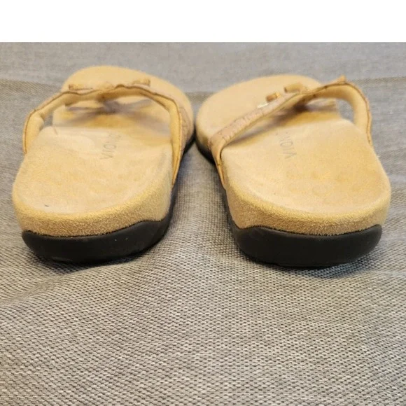 Vionic Bella Cork Bow Flip Flop9 Sandals Tan Gold Orthotic Thong Womens 8.5 Wide - Picture 3 of 7